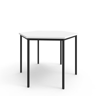 12:38 FSC kuusikulmainen pöytä BX akustik optimal laminat, 120x120 cm musta jalusta