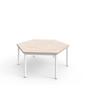 12:38 FSC kuusikulmainen pöytä BX HPL, 120x120 cm valkoinen jalusta