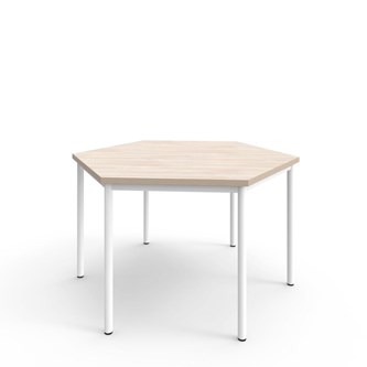12:38 FSC kuusikulmainen pöytä BX HPL, 120x120 cm valkoinen jalusta