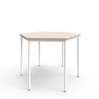 12:38 FSC kuusikulmainen pöytä BX HPL, 120x120 cm valkoinen jalusta