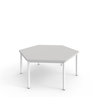 12:38 FSC kuusikulmainen pöytä BX HPL, 120x120 cm valkoinen jalusta