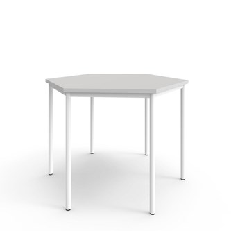 12:38 FSC kuusikulmainen pöytä BX HPL, 120x120 cm valkoinen jalusta