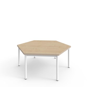 12:38 FSC kuusikulmainen pöytä BX HPL, 120x120 cm valkoinen jalusta