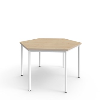12:38 FSC kuusikulmainen pöytä BX HPL, 120x120 cm valkoinen jalusta