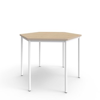 12:38 FSC kuusikulmainen pöytä BX HPL, 120x120 cm valkoinen jalusta