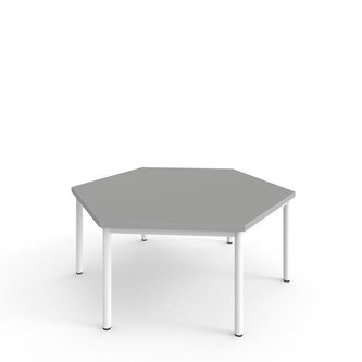 12:38 FSC kuusikulmainen pöytä BX HPL, 120x120 cm valkoinen jalusta