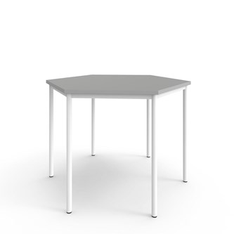 12:38 FSC kuusikulmainen pöytä BX HPL, 120x120 cm valkoinen jalusta