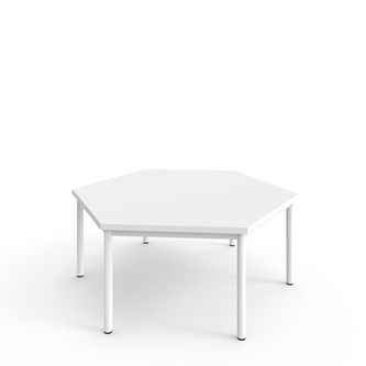 12:38 FSC kuusikulmainen pöytä BX HPL, 120x120 cm valkoinen jalusta