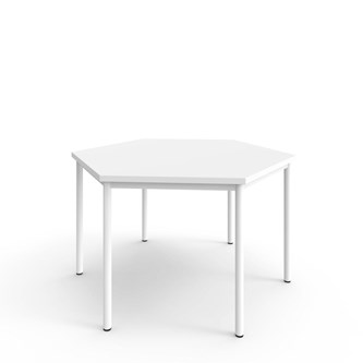 12:38 FSC kuusikulmainen pöytä BX HPL, 120x120 cm valkoinen jalusta