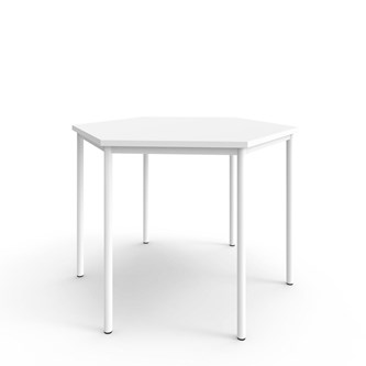 12:38 FSC kuusikulmainen pöytä BX HPL, 120x120 cm valkoinen jalusta