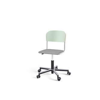 Matte FSC tuoli kaasujousella, pyörät, aluristikko, pieni istuin, hopea runko