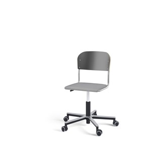 Matte FSC tuoli kaasujousella, pyörät, aluristikko, pieni istuin, hopea runko