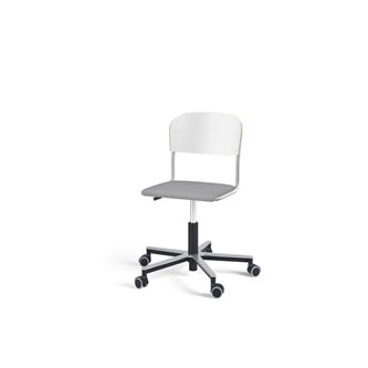 Matte FSC tuoli kaasujousella, pyörät, aluristikko, pieni istuin, hopea runko