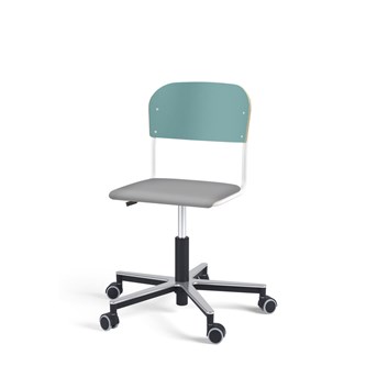 Matte FSC BX tuoli kaasujousella, pyörät, aluristikko, pieni istuin, valkoinen runko