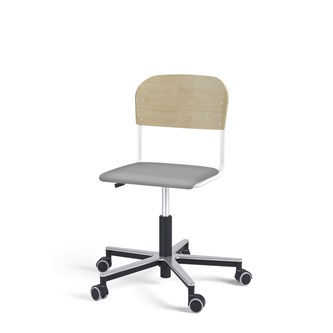 Matte FSC BX tuoli kaasujousella, pyörät, aluristikko, pieni istuin, valkoinen runko