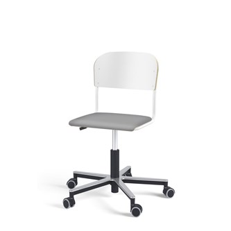 Matte FSC BX tuoli kaasujousella, pyörät, aluristikko, pieni istuin, valkoinen runko