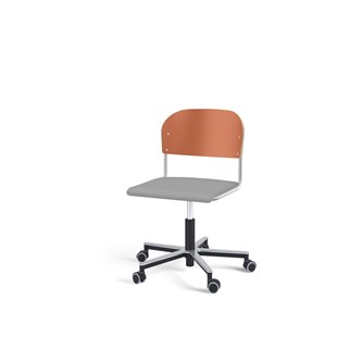 Matte FSC tuoli kaasujousella, pyörät, aluristikko, iso istuin, hopea runko