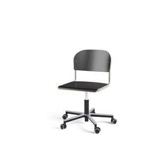 Matte FSC tuoli kaasujousella, pyörät, aluristikko, iso istuin, hopea runko