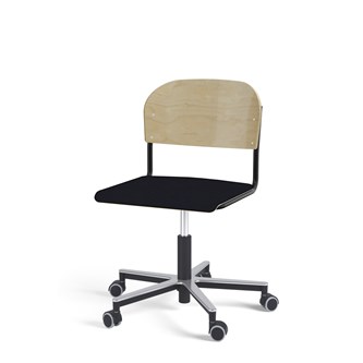 Matte FSC BX tuoli kaasujousella, pyörät, aluristikko, iso istuin, musta runko