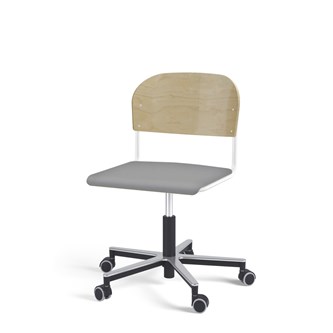 Matte FSC BX tuoli kaasujousella, pyörät, aluristikko, iso istuin, valkoinen runko