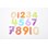 Värilliset numerot, kimalle, 14 kpl