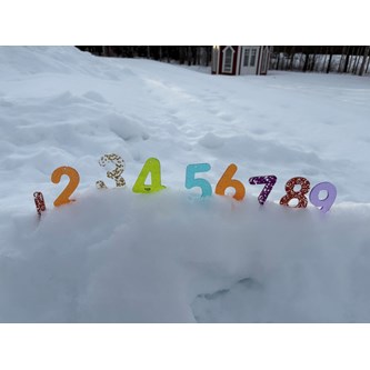 Värilliset numerot, kimalle, 14 kpl