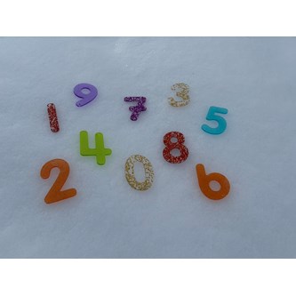 Värilliset numerot, kimalle, 14 kpl