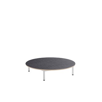 12:38 leikkipöytä akustik linoleum ø 120 cm, valkoinen runko