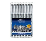 Kuitukärkikynä Staedtler Pigment Liner, 8 kpl