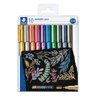 Kuitukärkikynä Staedtler Metallic, 10 väriä