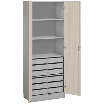 Norden materiaalikaappi 12 laatikkoa L80xS47xK210, vaaleanharmaa