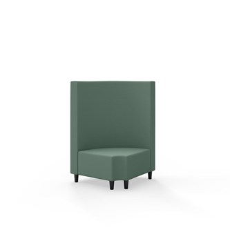 Snake kulmarahi 90° pyöreä R 12, keskikorkea selkänoja, jalat puuta, ik 37,5 cm