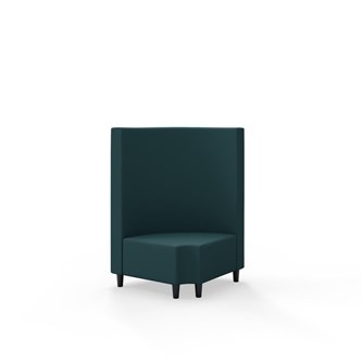 Snake kulmarahi 90° pyöreä R 12, keskikorkea selkänoja, jalat puuta, ik 37,5 cm