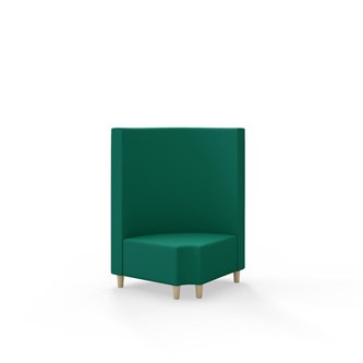 Snake kulmarahi 90° pyöreä R 12, keskikorkea selkänoja, jalat puuta, ik 37,5 cm