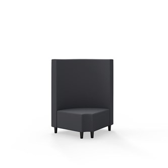 Snake kulmarahi 90° pyöreä R 12, keskikorkea selkänoja, jalat puuta, ik 37,5 cm