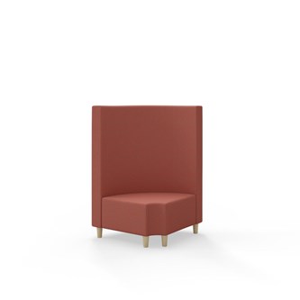 Snake kulmarahi 90° pyöreä R 12, keskikorkea selkänoja, jalat puuta, ik 37,5 cm