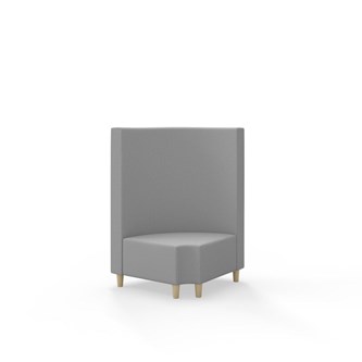 Snake kulmarahi 90° pyöreä R 12, keskikorkea selkänoja, jalat puuta, ik 37,5 cm