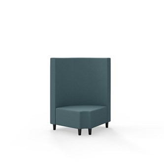 Snake kulmarahi 90° pyöreä R 12, keskikorkea selkänoja, jalat puuta, ik 37,5 cm