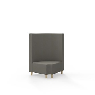 Snake kulmarahi 90° pyöreä R 12, keskikorkea selkänoja, jalat puuta, ik 37,5 cm