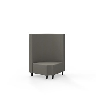 Snake kulmarahi 90° pyöreä R 12, keskikorkea selkänoja, jalat puuta, ik 37,5 cm