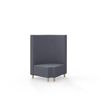 Snake kulmarahi 90° pyöreä R 12, keskikorkea selkänoja, jalat puuta, ik 37,5 cm