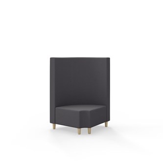 Snake kulmarahi 90° pyöreä R 12, keskikorkea selkänoja, jalat puuta, ik 37,5 cm