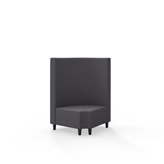 Snake kulmarahi 90° pyöreä R 12, keskikorkea selkänoja, jalat puuta, ik 37,5 cm