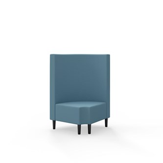 Snake kulmarahi 90° pyöreä R 12, keskikorkea selkänoja, jalat puuta, ik 43 cm