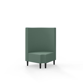 Snake kulmarahi 90° pyöreä R 12, keskikorkea selkänoja, jalat puuta, ik 43 cm