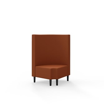 Snake kulmarahi 90° pyöreä R 12, keskikorkea selkänoja, jalat puuta, ik 43 cm