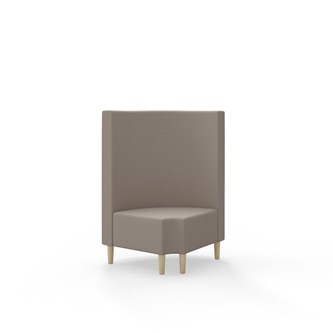 Snake kulmarahi 90° pyöreä R 12, keskikorkea selkänoja, jalat puuta, ik 43 cm