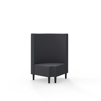 Snake kulmarahi 90° pyöreä R 12, keskikorkea selkänoja, jalat puuta, ik 43 cm