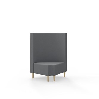 Snake kulmarahi 90° pyöreä R 12, keskikorkea selkänoja, jalat puuta, ik 43 cm