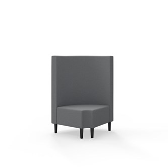 Snake kulmarahi 90° pyöreä R 12, keskikorkea selkänoja, jalat puuta, ik 43 cm